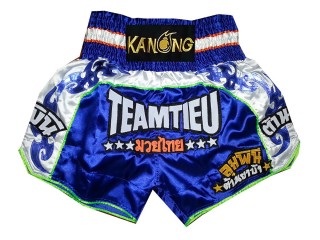 Short de Boxe Thai Bleu Personnalisé : KNSCUST-1132 Bleu